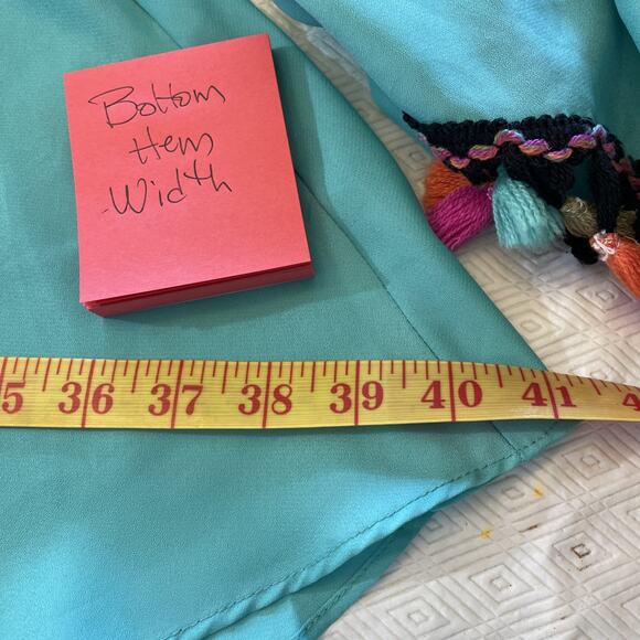 Judith March Top Womens Large Bell Sleeve Boho Pom Pom Fringe V-neck - Picture 12 of 16